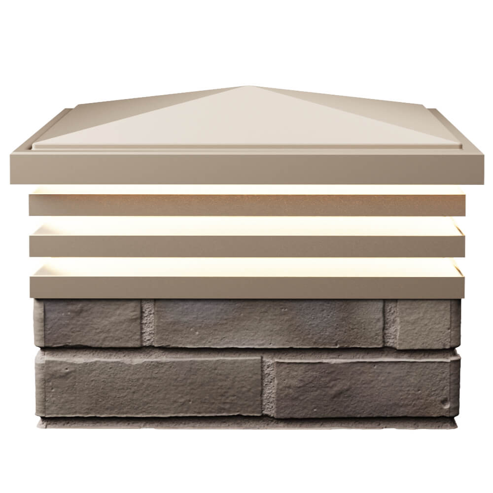 Колпак Zking Бона ХайТек Бежевый на столб 1.5х1.5 кирпича (385х385мм) с подсветкой в Мытищах фото