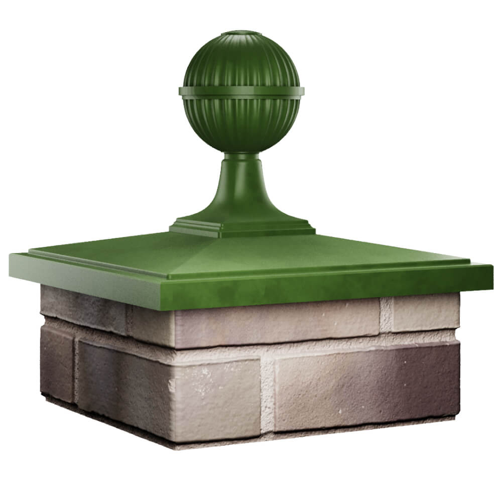 Колпак Zking БонаМоно Зеленый с шаром на столб 1.5х1.5 кирпича (385х385, 400х400мм) в сборе в Мытищах фото