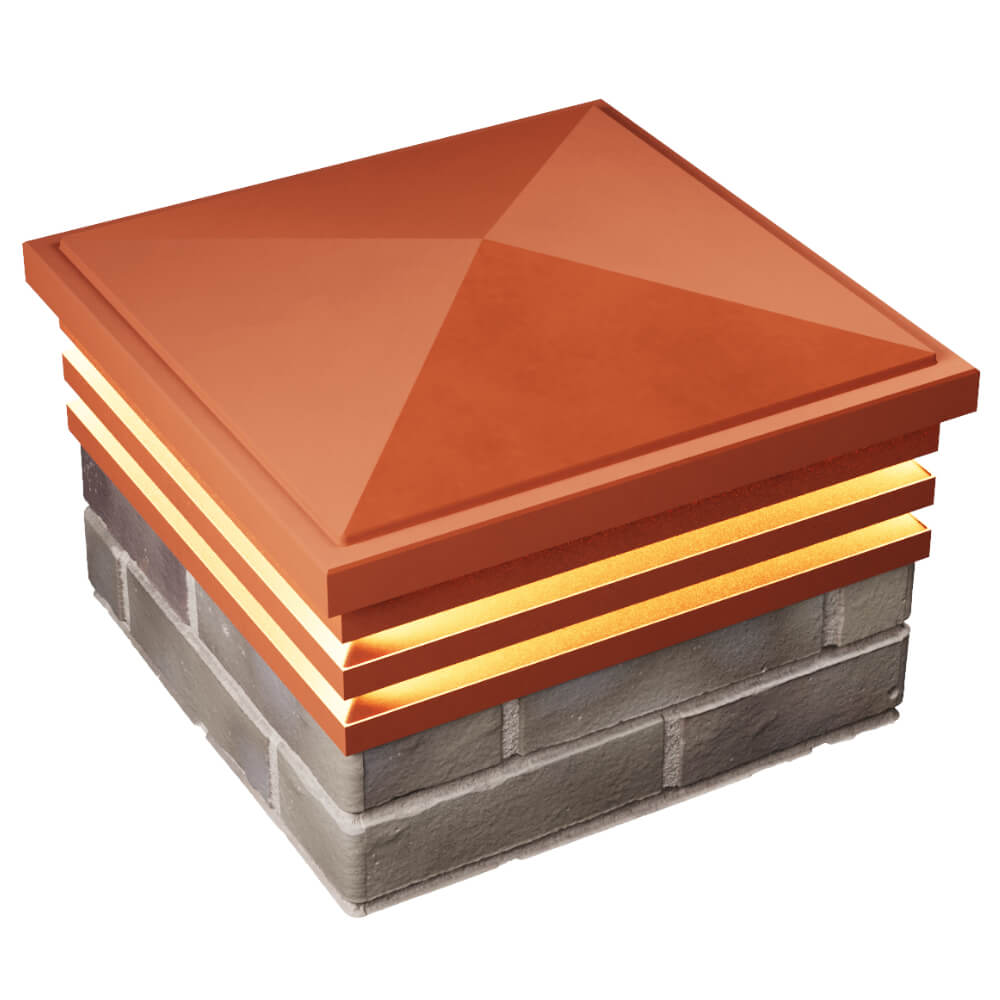 Колпак Zking Бона ХайТек Красный на столб 1.5х1.5 кирпича (385х385мм) с подсветкой в Мытищах фото