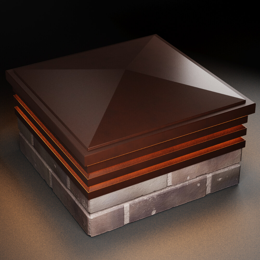 Колпак Zking Бона ХайТек Коричневый на столб 2х2 кирпича (513х513мм) с подсветкой в Мытищах фото