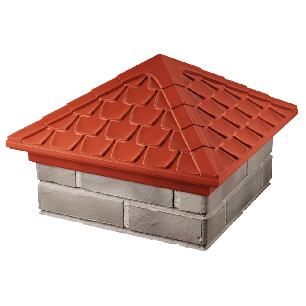 Колпак Zking Эльбрус Красный на столб 1.5х1.5 кирпича (385х385мм) в Мытищах фото