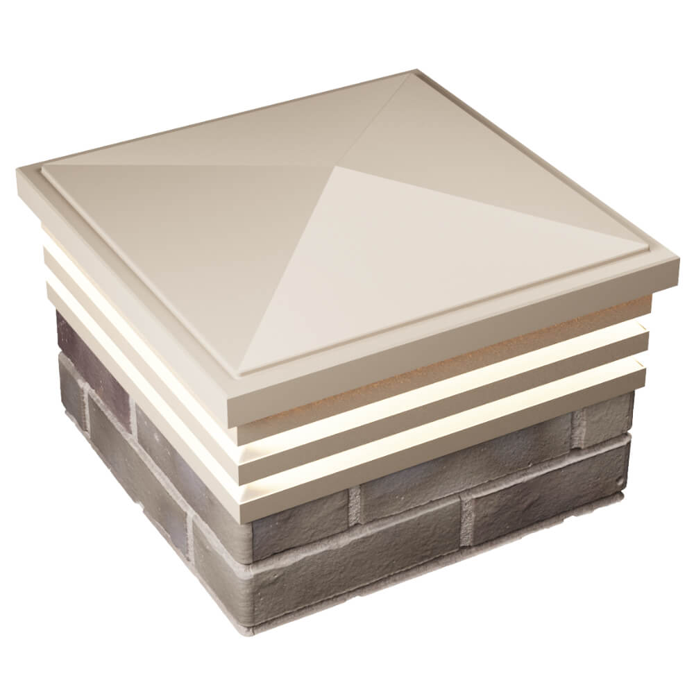 Колпак Zking Бона ХайТек Бежевый на столб 1.5х1.5 кирпича (385х385мм) с подсветкой в Мытищах фото