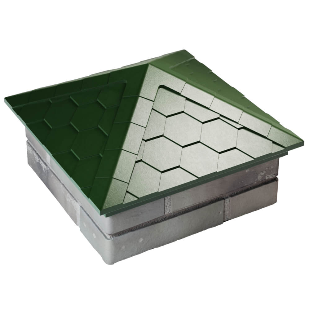 Колпак Zking Эверест Зеленый на столб 1.5х1.5 кирпича (390х390мм) в Мытищах фото