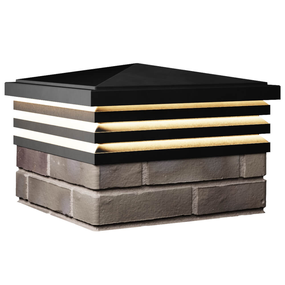 Колпак Zking Бона ХайТек Черный на столб 1.5х1.5 кирпича (385х385мм) с подсветкой в Мытищах фото