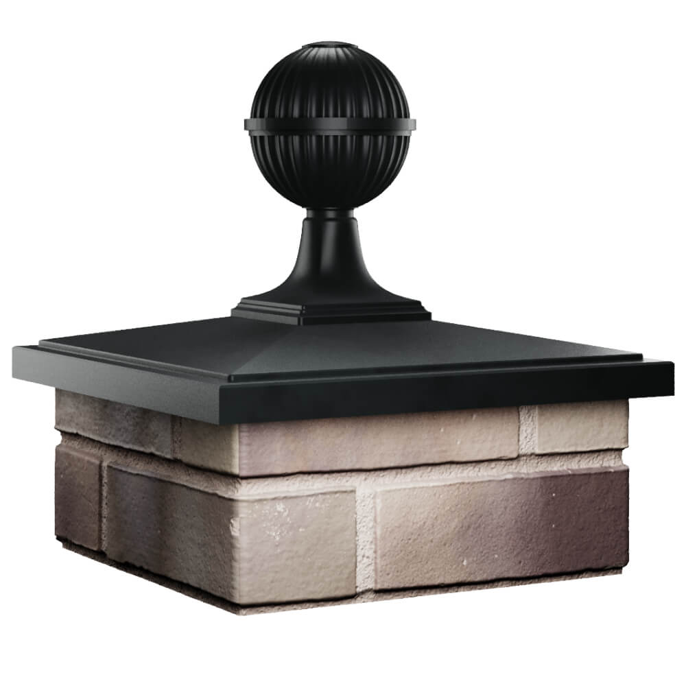 Колпак Zking БонаМоно Черный с шаром на столб 1.5х1.5 кирпича (385х385, 400х400мм) в сборе в Мытищах фото