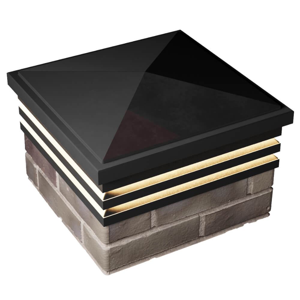 Колпак Zking Бона ХайТек Черный на столб 1.5х1.5 кирпича (385х385мм) с подсветкой в Мытищах фото