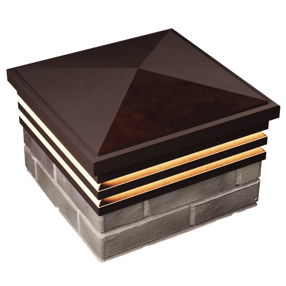 Колпак Zking Бона ХайТек Коричневый на столб 1.5х1.5 кирпича (385х385мм) с подсветкой в Мытищах фото