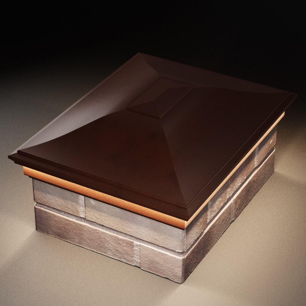 Колпак Zking Монблан Коричневый на столб 2х1.5 кирпича (515х385мм) c подсветкой в Мытищах фото