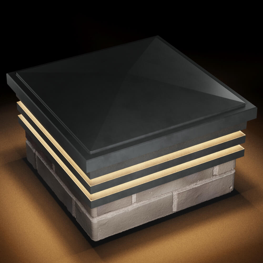 Колпак Zking Бона ХайТек Серый на столб 1.5х1.5 кирпича (385х385мм) с подсветкой в Мытищах фото