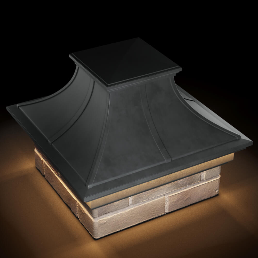 Колпак Zking Монблан Премиум Серый на столб 1.5х1.5 кирпича (385х385мм) с подсветкой в Мытищах фото