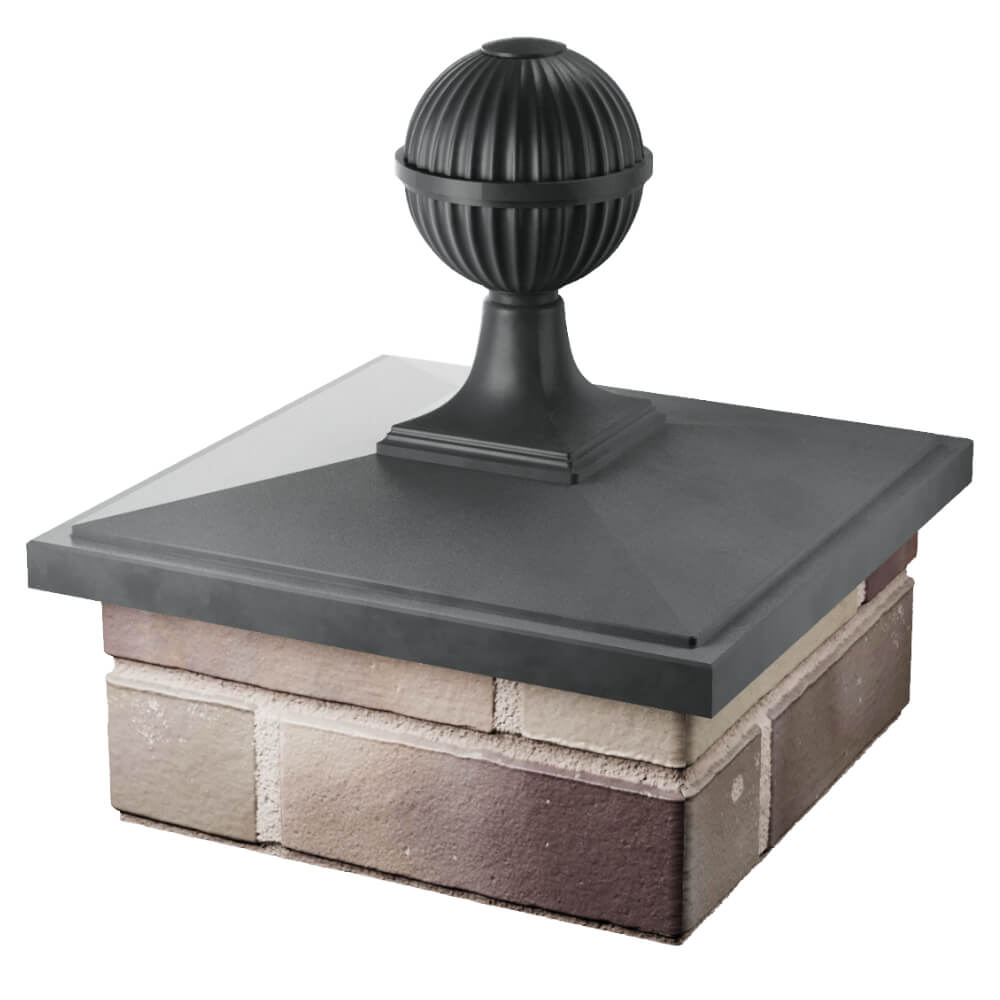 Колпак Zking БонаМоно Серый с шаром на столб 1.5х1.5 кирпича (385х385, 400х400мм) в сборе в Мытищах фото