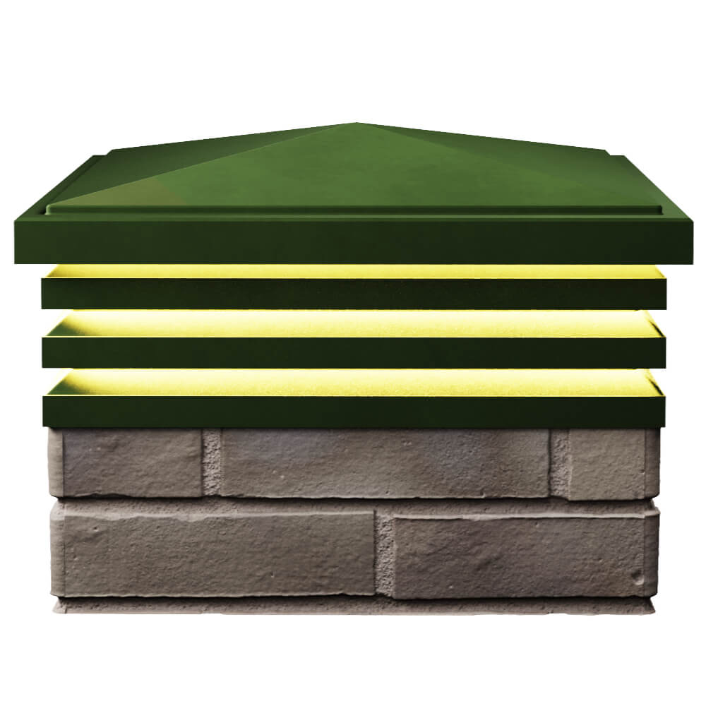 Колпак Zking Бона ХайТек Зеленый на столб 1.5х1.5 кирпича (385х385мм) с подсветкой в Мытищах фото