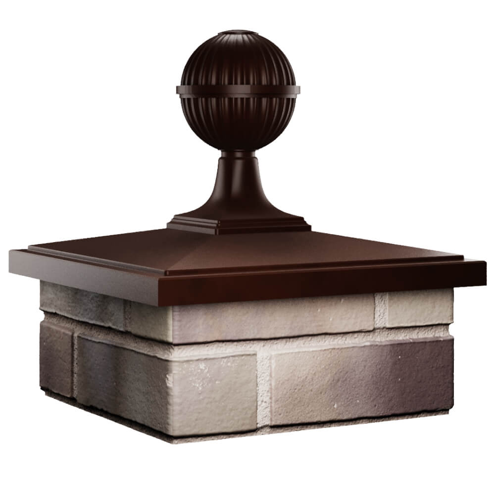 Колпак Zking БонаМоно Коричневый с шаром на столб 1.5х1.5 кирпича (385х385, 400х400мм) в сборе в Мытищах фото