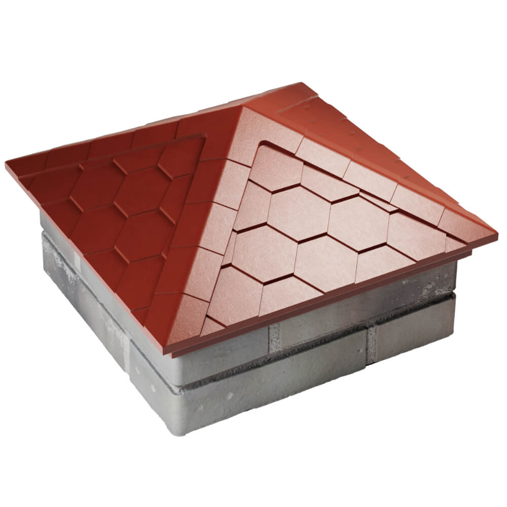 Колпак Zking Эверест Красный на столб 1.5х1.5 кирпича (390х390мм) в Мытищах фото