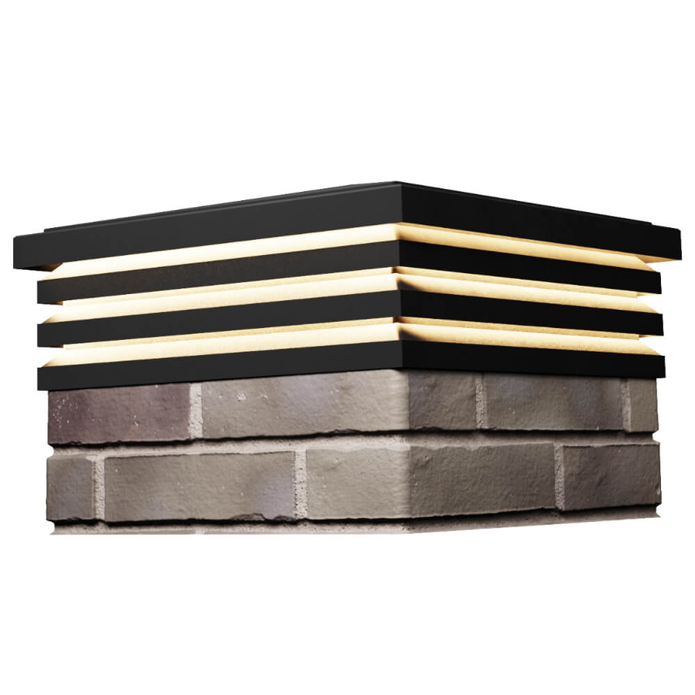 Колпак Zking Бона ХайТек Черный на столб 1.5х1.5 кирпича (385х385мм) с подсветкой в Мытищах фото