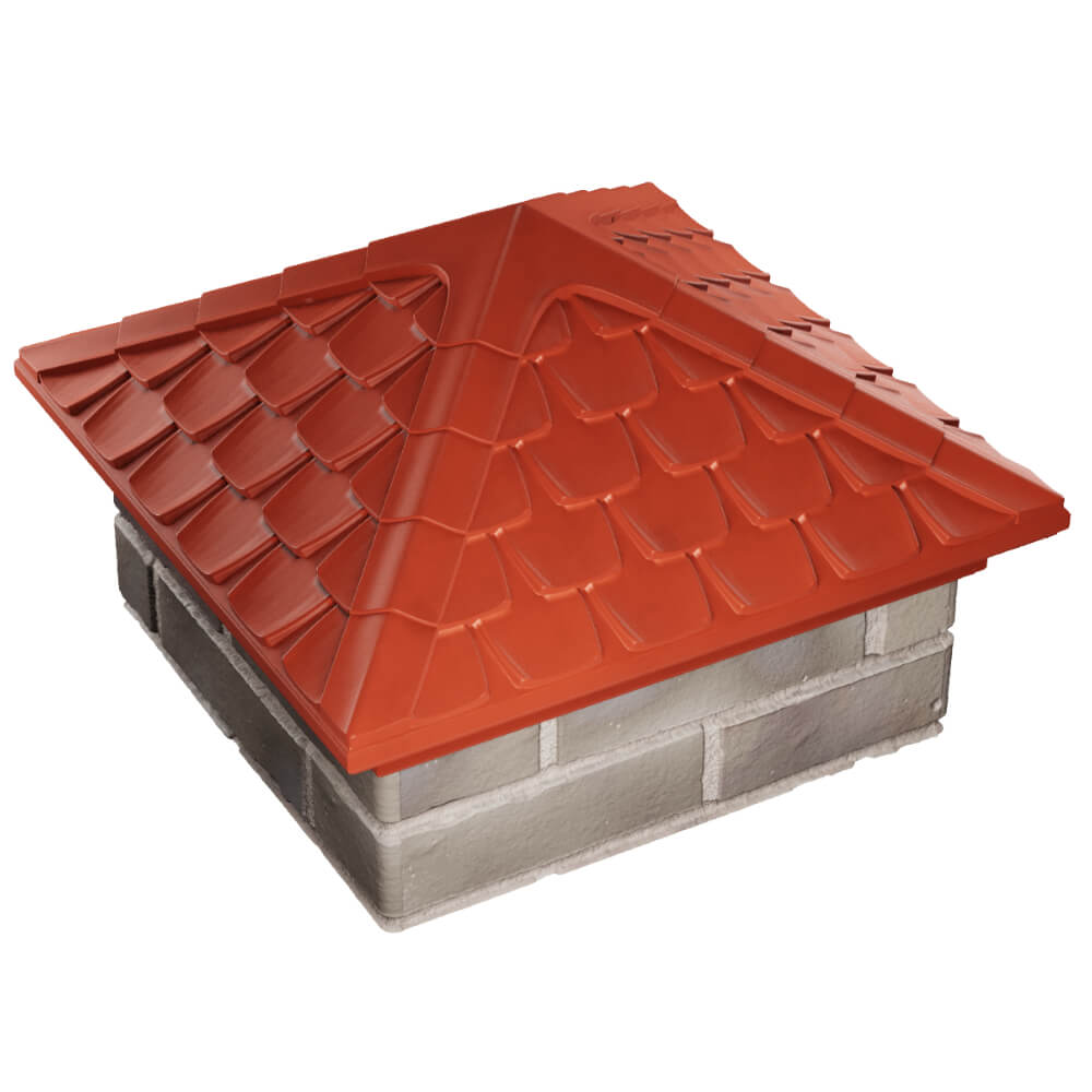 Колпак Zking Эльбрус Красный на столб 1.5х1.5 кирпича (385х385мм) в Мытищах фото