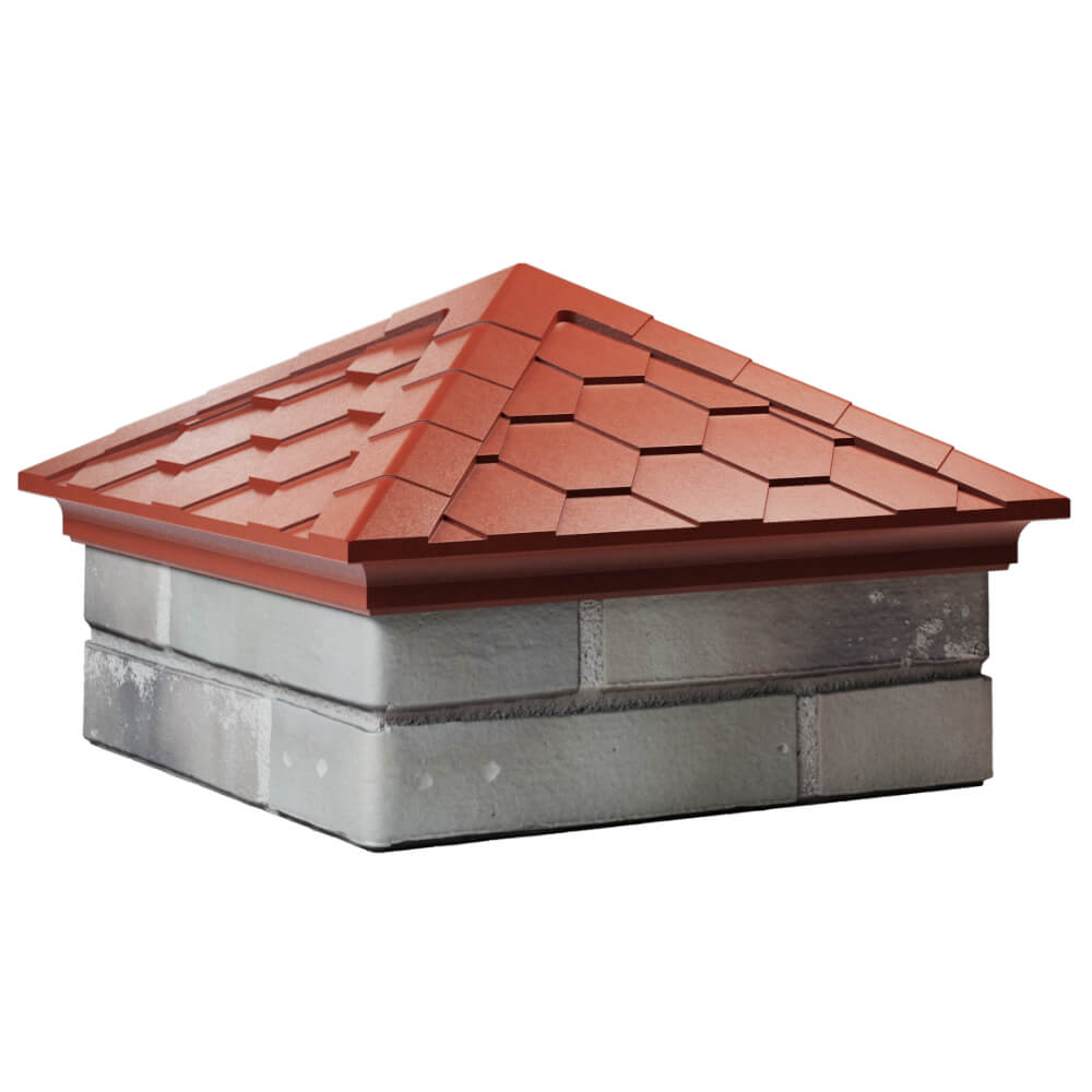 Колпак Zking Эверест Красный на столб 1.5х1.5 кирпича (390х390мм) в Мытищах фото