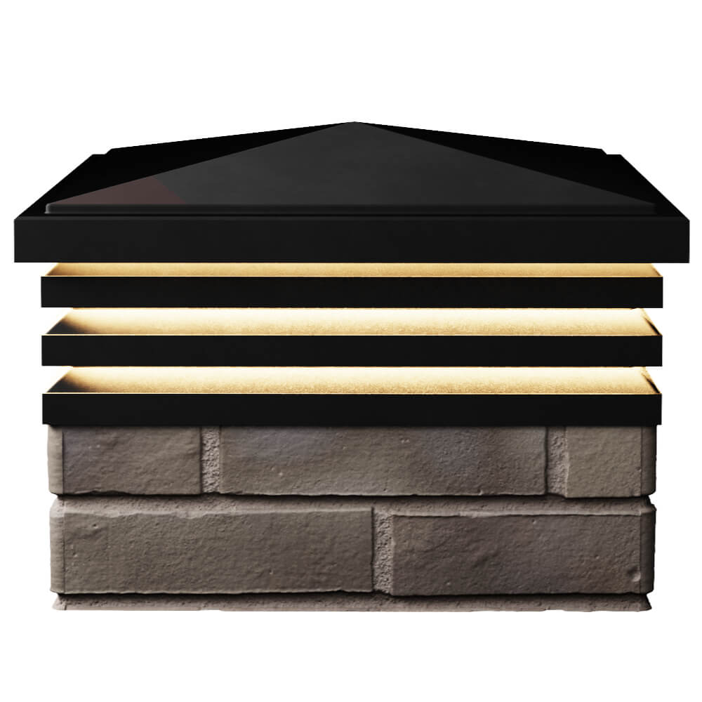 Колпак Zking Бона ХайТек Черный на столб 1.5х1.5 кирпича (385х385мм) с подсветкой в Мытищах фото