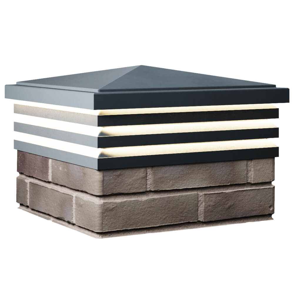 Колпак Zking Бона ХайТек Серый на столб 1.5х1.5 кирпича (385х385мм) с подсветкой в Мытищах фото