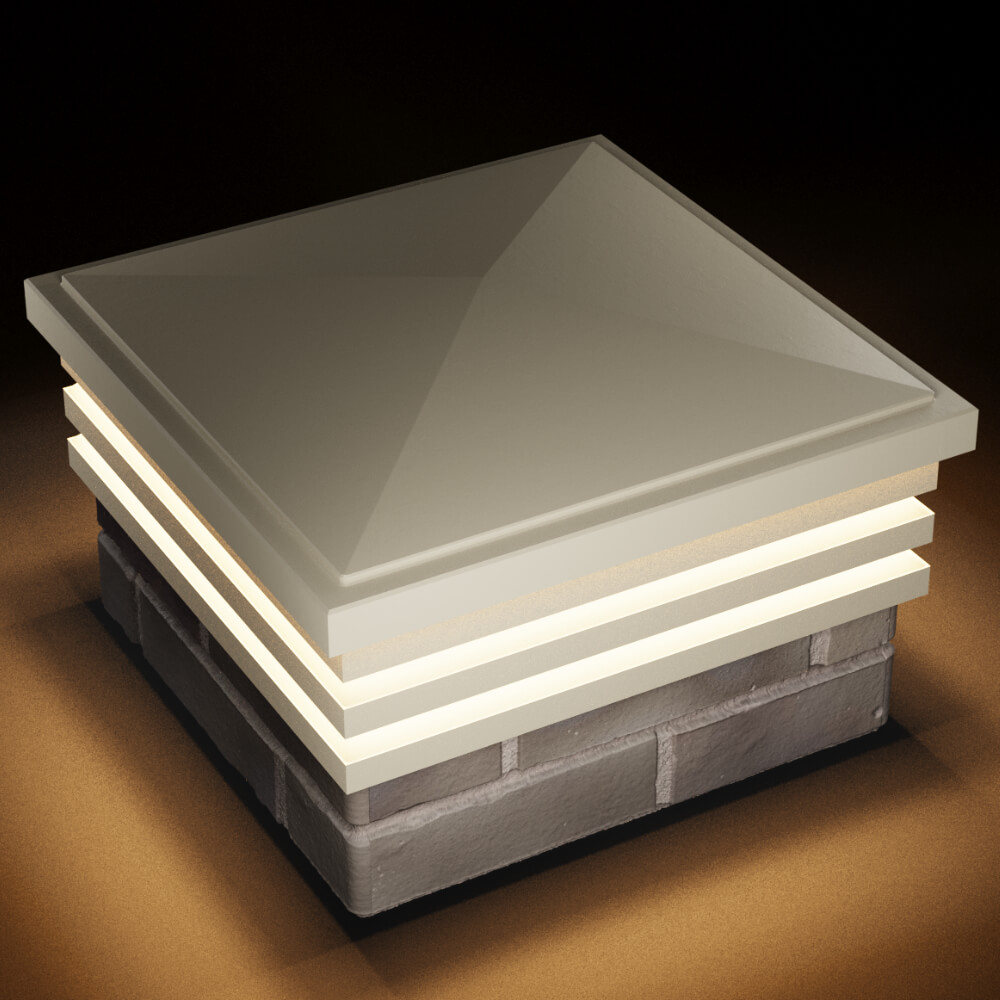 Колпак Zking Бона ХайТек Бежевый на столб 1.5х1.5 кирпича (385х385мм) с подсветкой в Мытищах фото