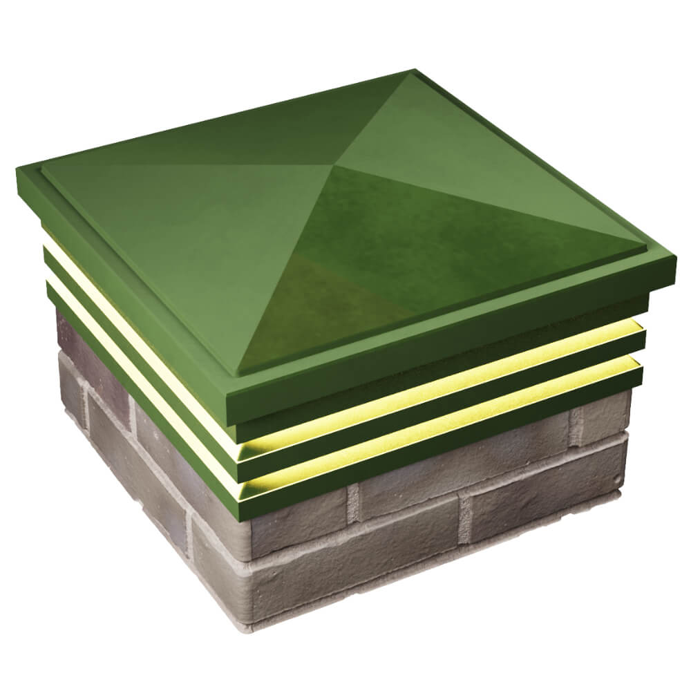 Колпак Zking Бона ХайТек Зеленый на столб 1.5х1.5 кирпича (385х385мм) с подсветкой в Мытищах фото