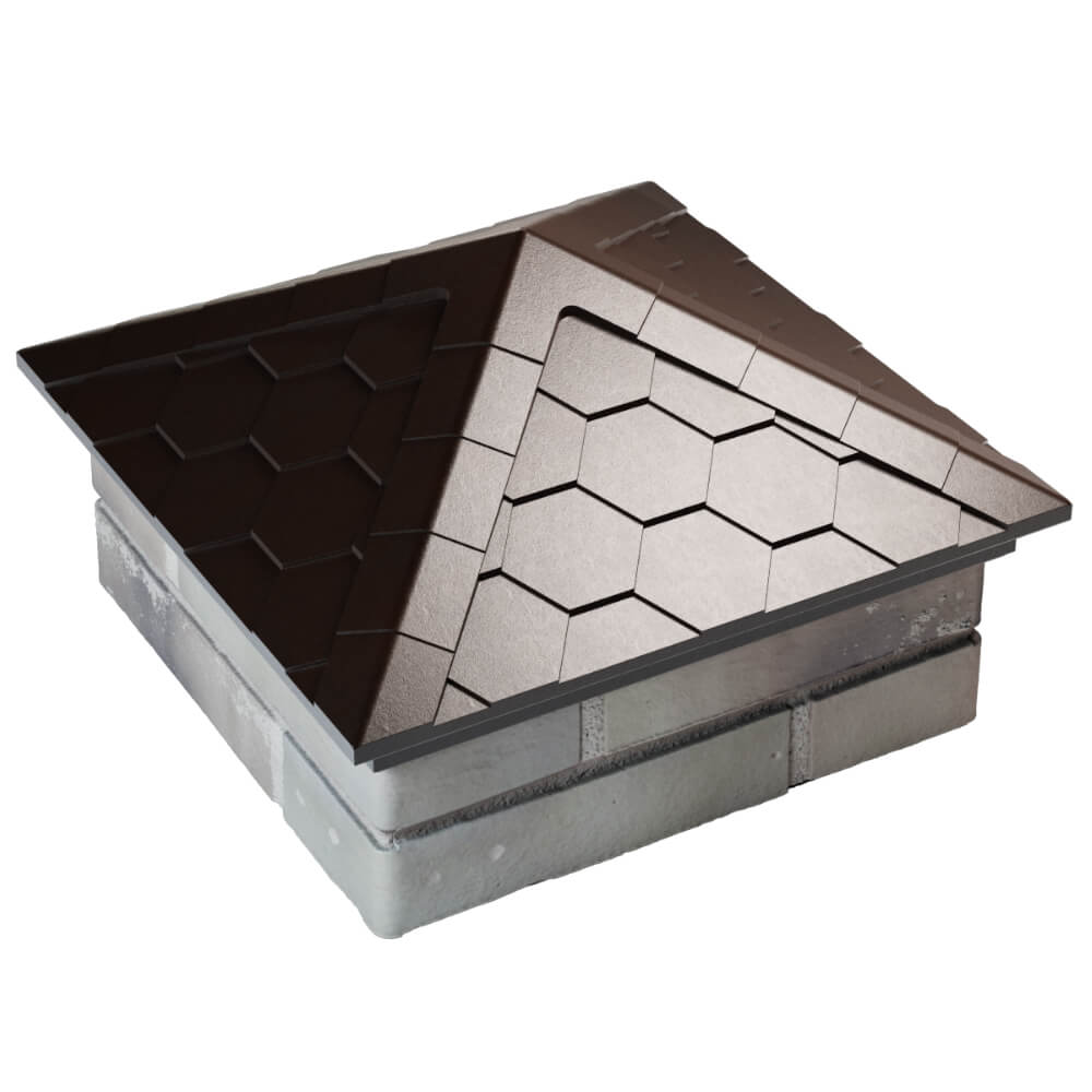 Колпак Zking Эверест Коричневый на столб 1.5х1.5 кирпича (390х390мм) в Мытищах фото