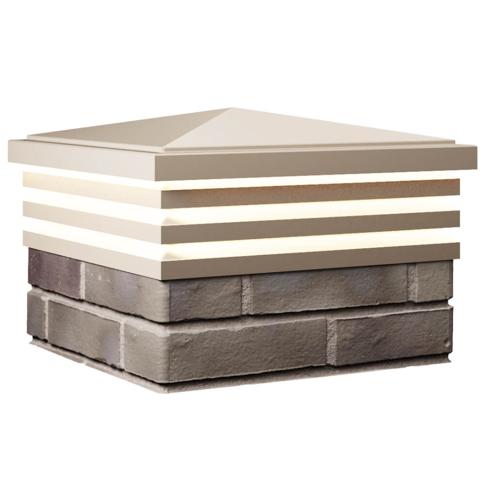 Колпак Zking Бона ХайТек Бежевый на столб 1.5х1.5 кирпича (385х385мм) с подсветкой в Мытищах фото