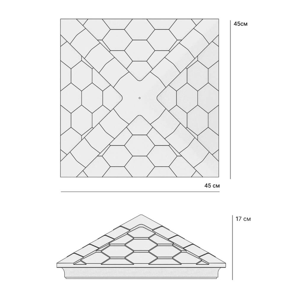Колпак Zking Эверест Серый на столб 1.5х1.5 кирпича (390х390мм) в Мытищах фото