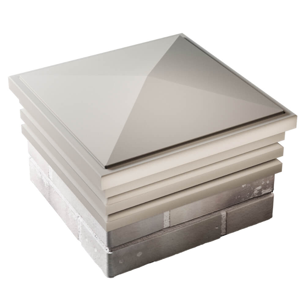 Колпак Zking Бона ХайТек Бежевый на столб 1.5х1.5 кирпича (385х385мм) в Мытищах фото