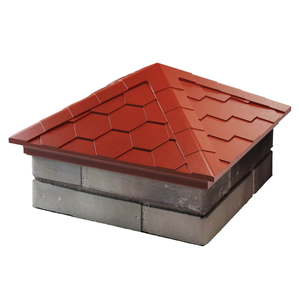 Колпак Zking Эверест Красный на столб 1.5х1.5 кирпича (390х390мм) в Мытищах фото