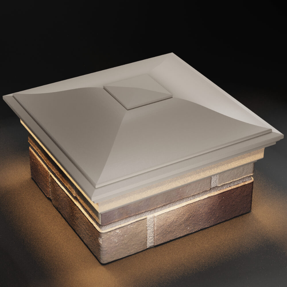 Колпак Zking Монблан Бежевый на столб 1.5х1.5 кирпича (385х385мм) с подсветкой в Мытищах фото