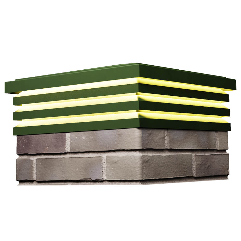 Колпак Zking Бона ХайТек Зеленый на столб 1.5х1.5 кирпича (385х385мм) с подсветкой в Мытищах фото