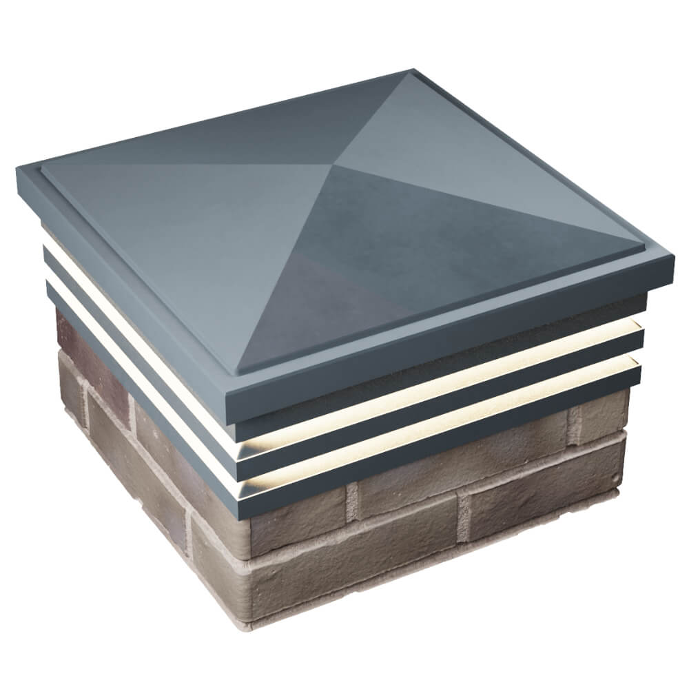 Колпак Zking Бона ХайТек Серый на столб 1.5х1.5 кирпича (385х385мм) с подсветкой в Мытищах фото