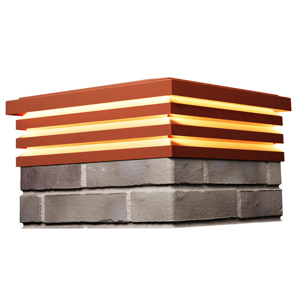 Колпак Zking Бона ХайТек Красный на столб 1.5х1.5 кирпича (385х385мм) с подсветкой в Мытищах фото