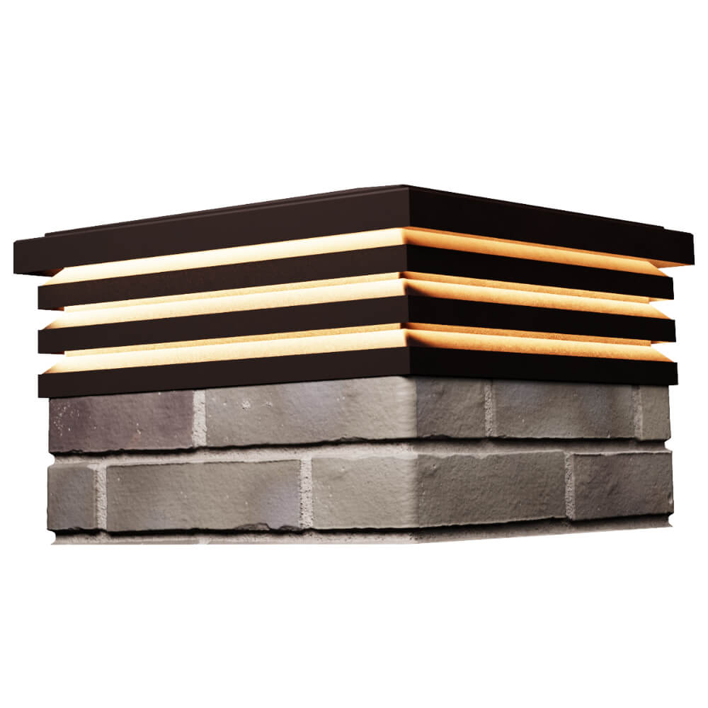 Колпак Zking Бона ХайТек Коричневый на столб 1.5х1.5 кирпича (385х385мм) с подсветкой в Мытищах фото