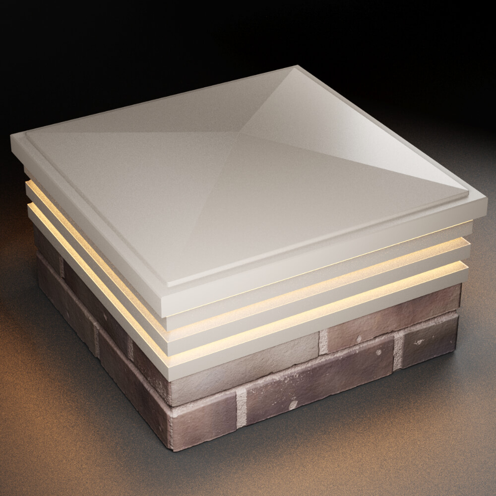 Колпак Zking Бона ХайТек Бежевый на столб 2х2 кирпича (513х513мм) с подсветкой в Мытищах фото