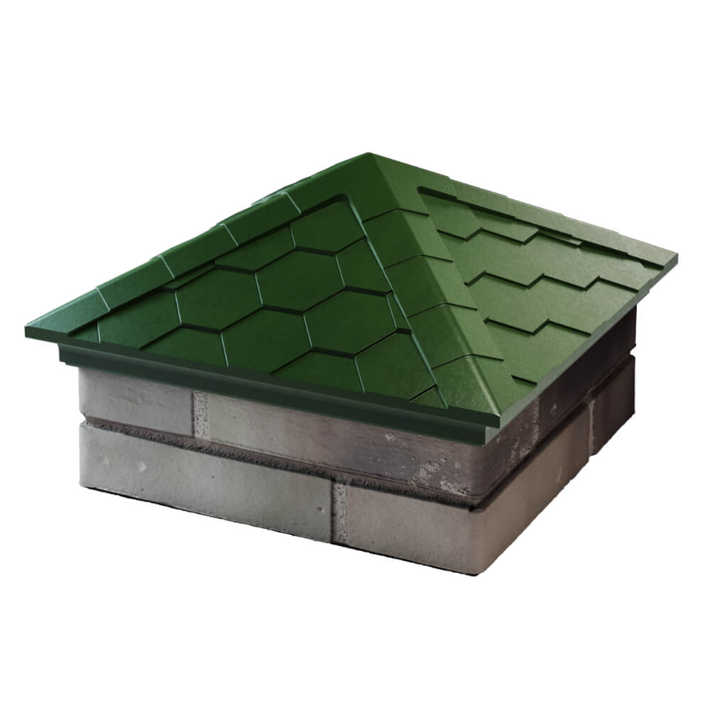 Колпак Zking Эверест Зеленый на столб 1.5х1.5 кирпича (390х390мм) в Мытищах фото