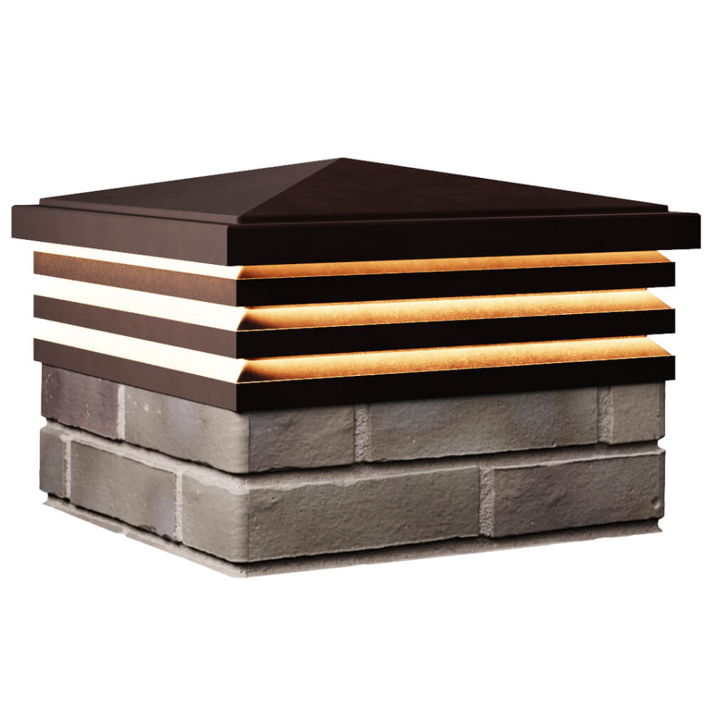 Колпак Zking Бона ХайТек Коричневый на столб 1.5х1.5 кирпича (385х385мм) с подсветкой в Мытищах фото