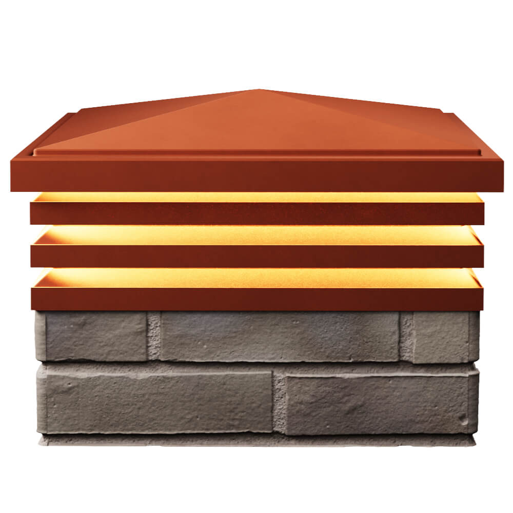 Колпак Zking Бона ХайТек Красный на столб 1.5х1.5 кирпича (385х385мм) с подсветкой в Мытищах фото