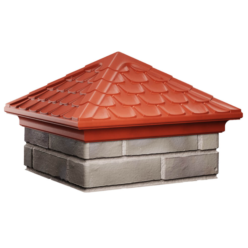 Колпак Zking Эльбрус Красный на столб 1.5х1.5 кирпича (385х385мм) в Мытищах фото