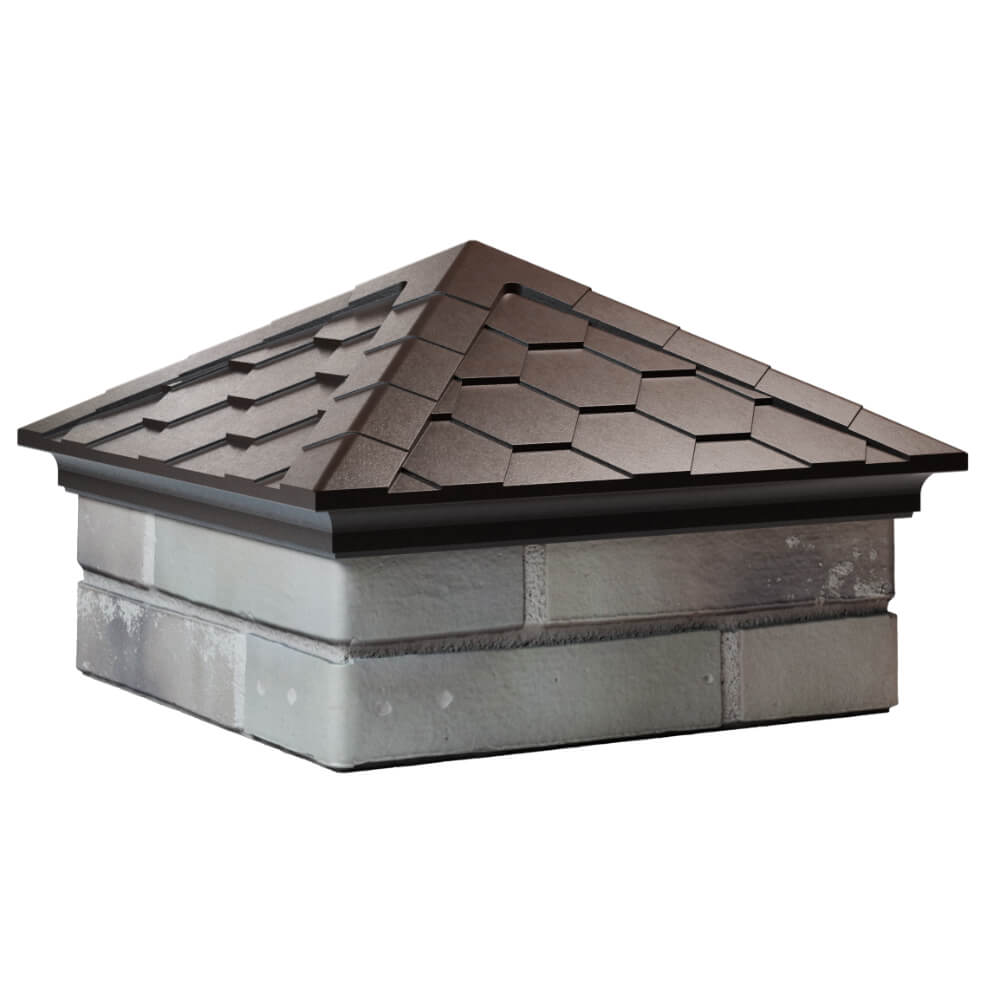 Колпак Zking Эверест Коричневый на столб 1.5х1.5 кирпича (390х390мм) в Мытищах фото