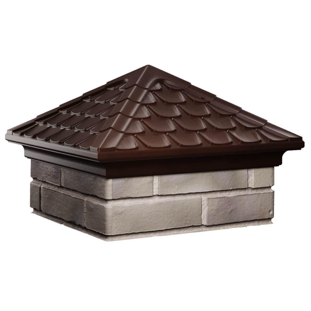 Колпак Zking Эльбрус Коричневый на столб 1.5х1.5 кирпича (385х385мм) в Мытищах фото