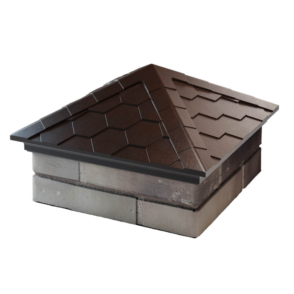 Колпак Zking Эверест Коричневый на столб 1.5х1.5 кирпича (390х390мм) в Мытищах фото