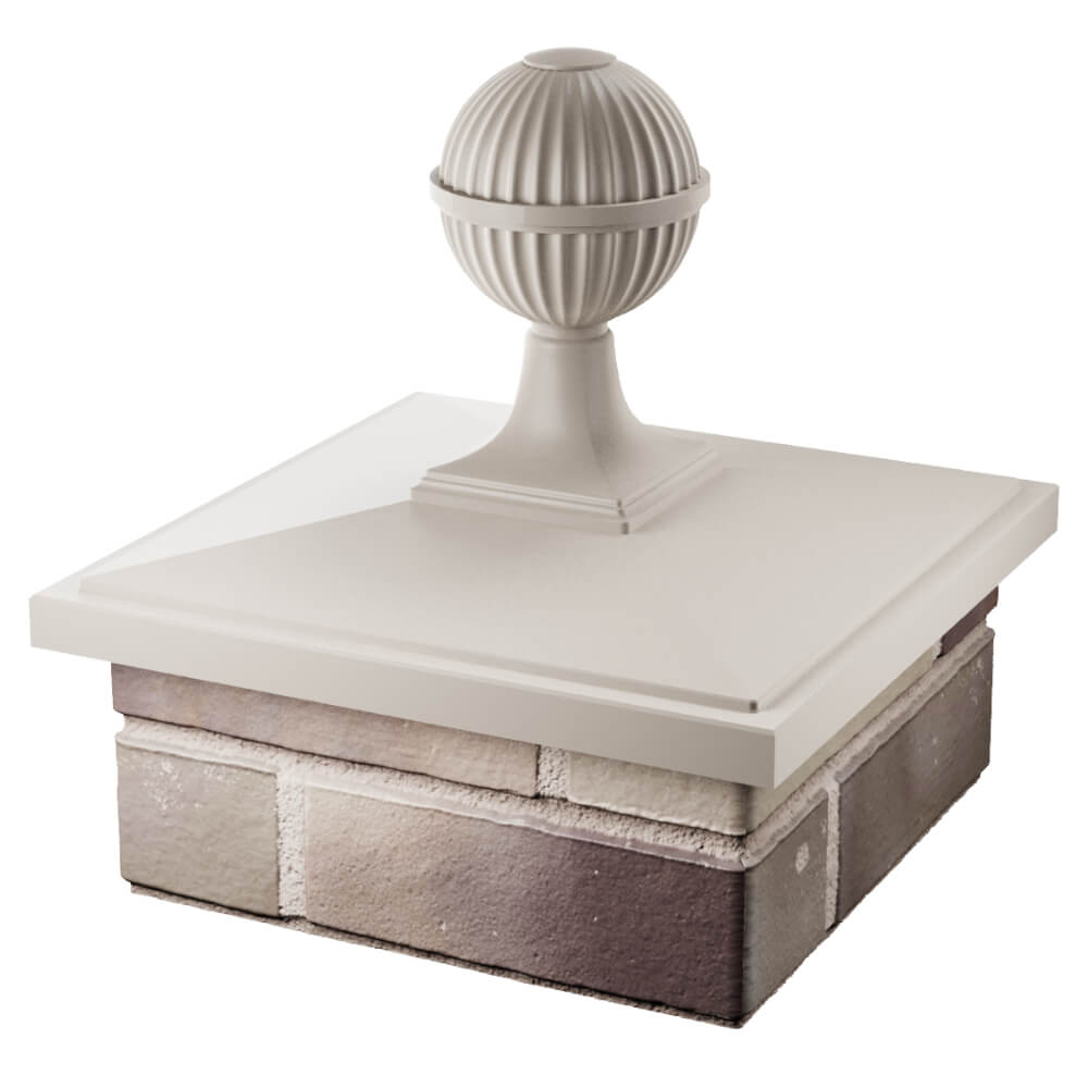 Колпак Zking БонаМоно Бежевый с шаром на столб 1.5х1.5 кирпича (385х385, 400х400мм) в сборе в Мытищах фото